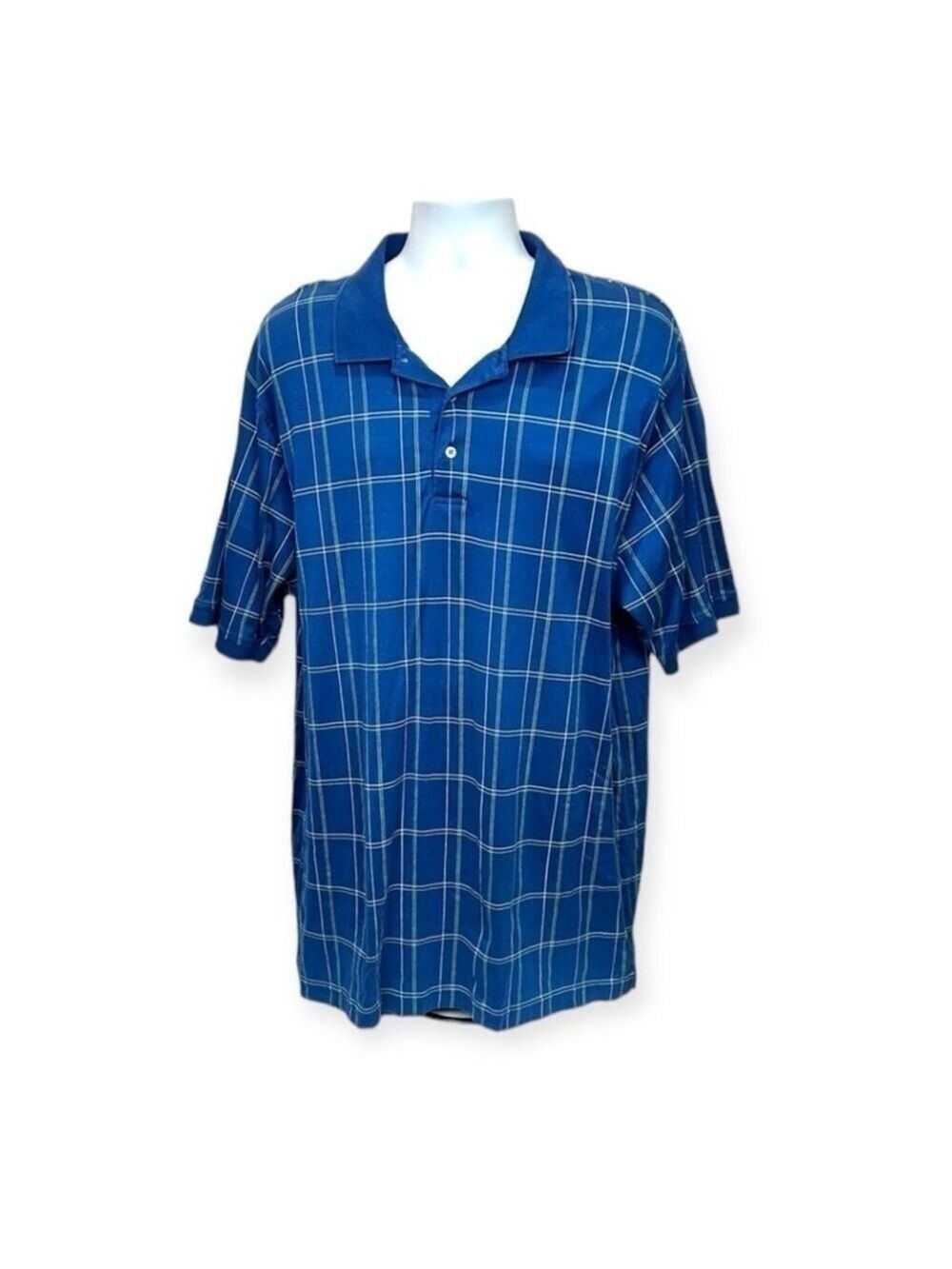 Jos.A.Bank Men’s Short Sleeve Blue Checked Polo Shirt Size XXL